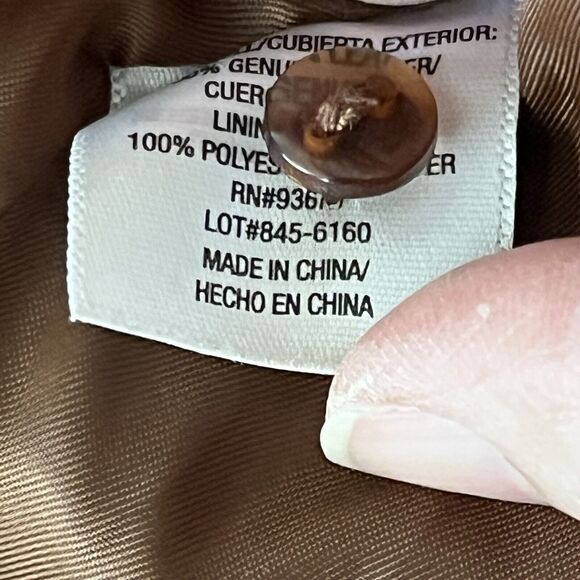 A.N.A. Jr XL Soft Genuine Leather Jacket Brown Blazer Business Casual Peplum Hem - Picture 10 of 12